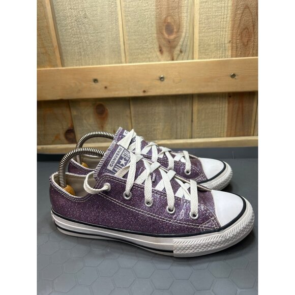 Converse All Star Junior Sneakers Purple Glitter Size 4 - Picture 1 of 7